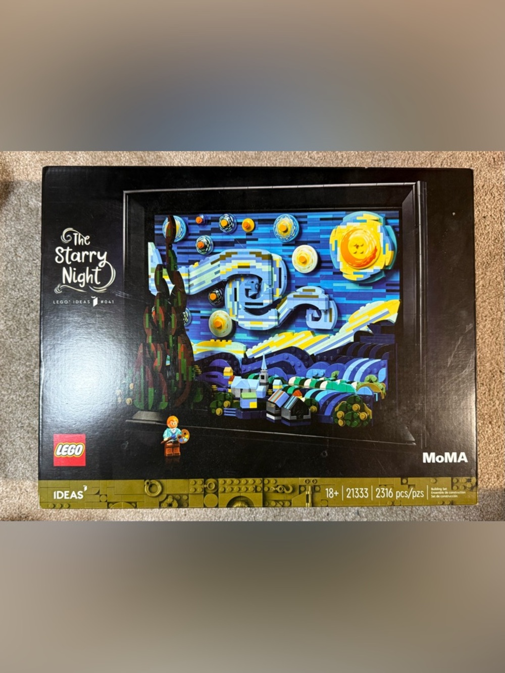Lego Starry Night Mosaic Wall Art Set with Blue Yellow Green Accents